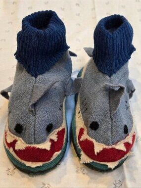 Garnet Hill Kids' Boiled Wool Slipper Boots by Haflinger Shark Child Size 2